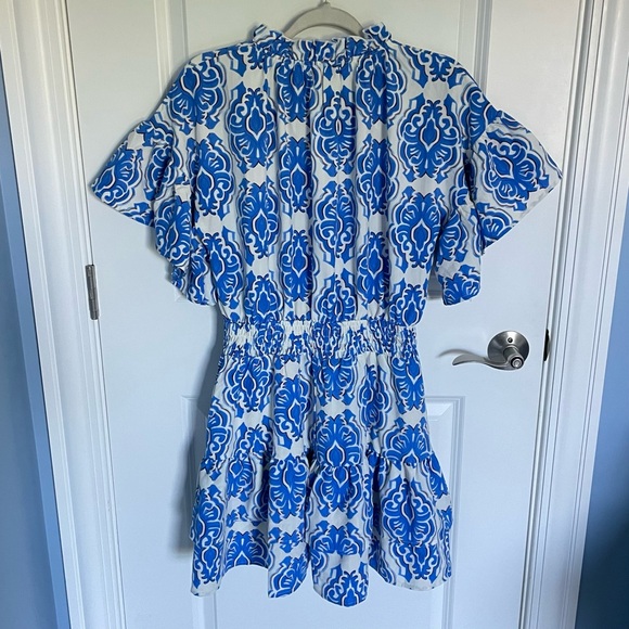 Avara Santorini Shores Ashleigh Blue Ruffled Mini Dress Size Medium 47671 - Picture 9 of 15